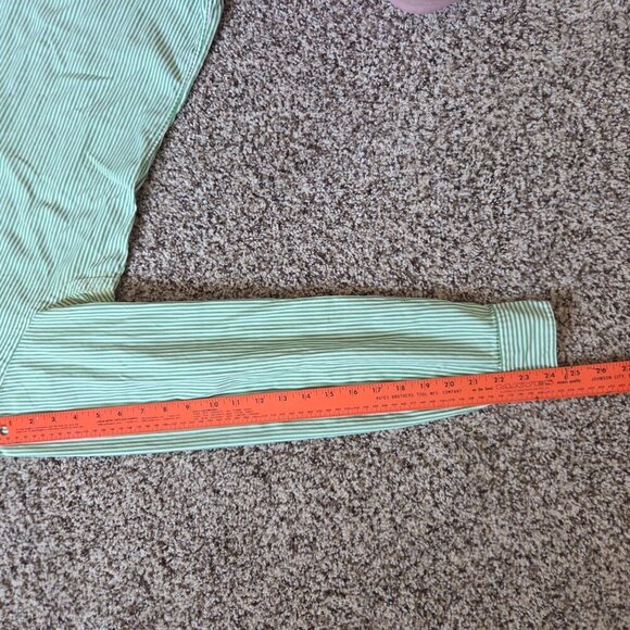 Ralph Lauren Classic Fit Button Down Shirt Mens 16 34/35 Green Stripe Flesh Pony - Picture 9 of 9